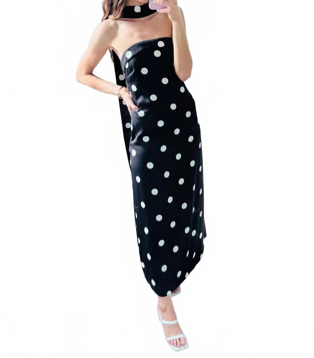 NEW 2.7 AUGUST APPAREL marsy backless maxi dress in polka dot